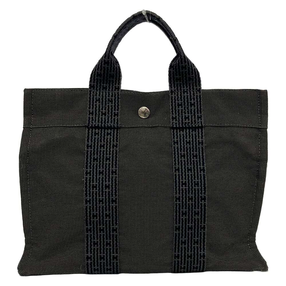 Hermès Her Line Tote PM Tote Bag Dark Gray Black Polyamide Polyester